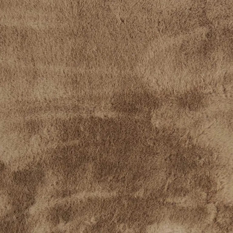 Luxe Faux Rabbit Fur Rectangular Rug    - Taupe Photo 4