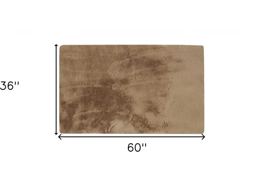 Luxe Faux Rabbit Fur Rectangular Rug    - Taupe Photo 7