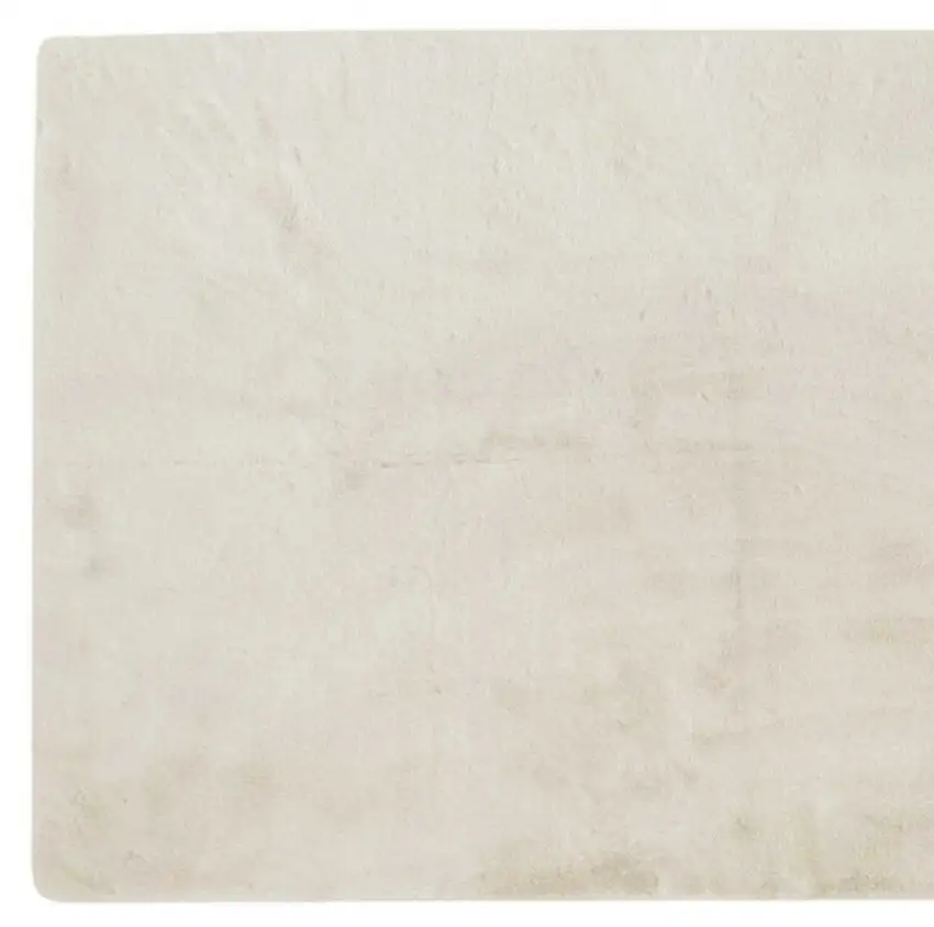 Luxe Faux Rabbit Fur Rectangular Rug 3 x 5   - Ivory Photo 6