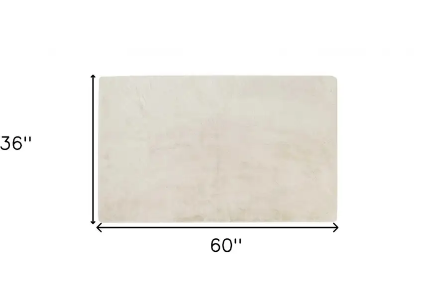 Luxe Faux Rabbit Fur Rectangular Rug 3 x 5   - Ivory Photo 7