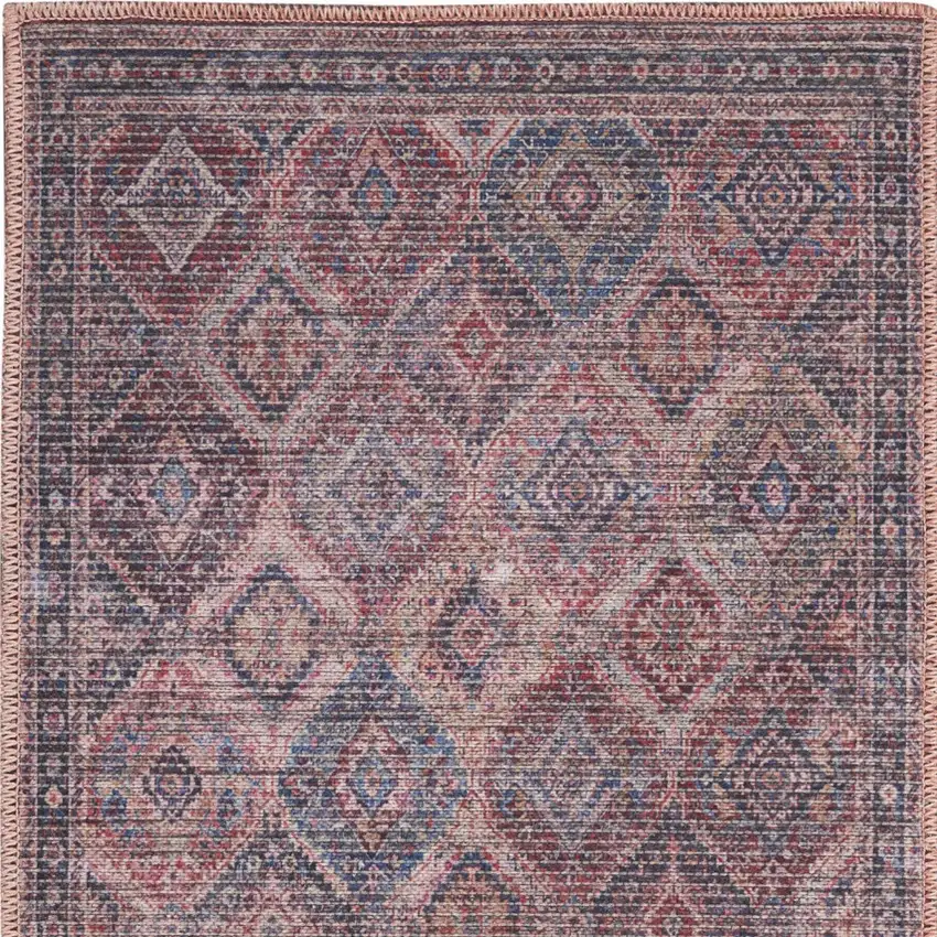 Maroon Oriental Power Loom Distressed Washable Area Rug Photo 4