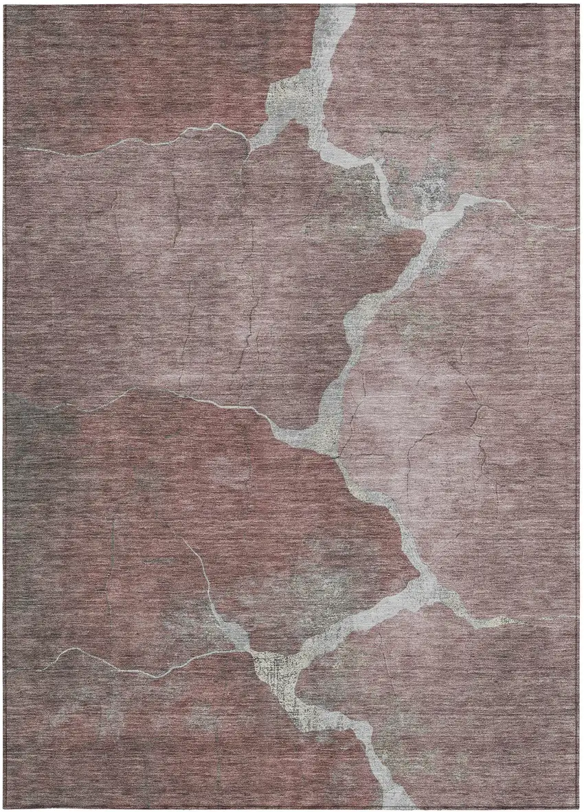 Mauve And Beige Abstract Washable Indoor Outdoor Area Rug Photo 1