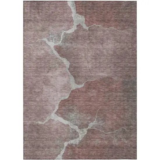 Mauve And Beige Abstract Washable Indoor Outdoor Area Rug Photo 9