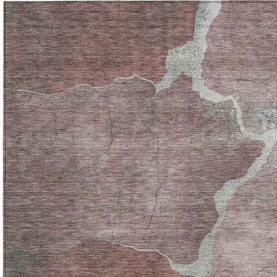 Mauve And Beige Abstract Washable Indoor Outdoor Area Rug Photo 3