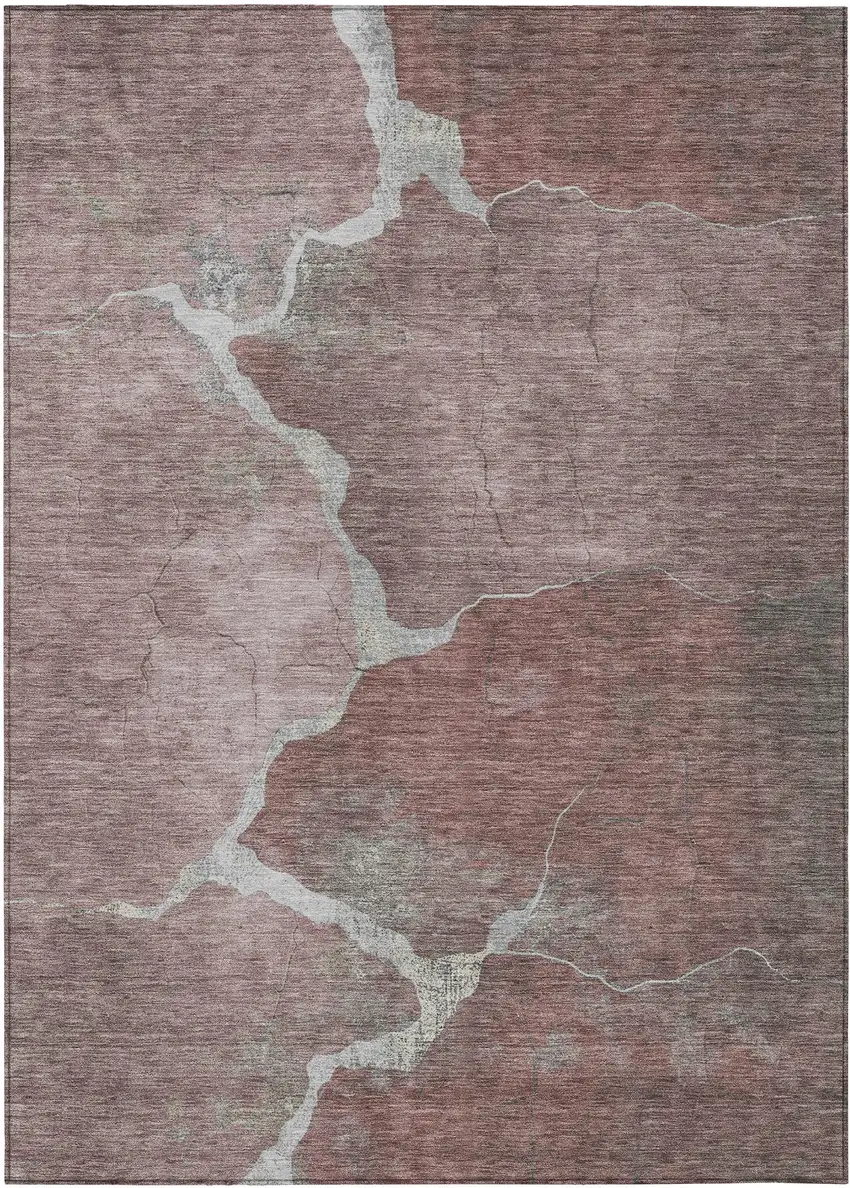 Mauve And Beige Abstract Washable Indoor Outdoor Area Rug Photo 9