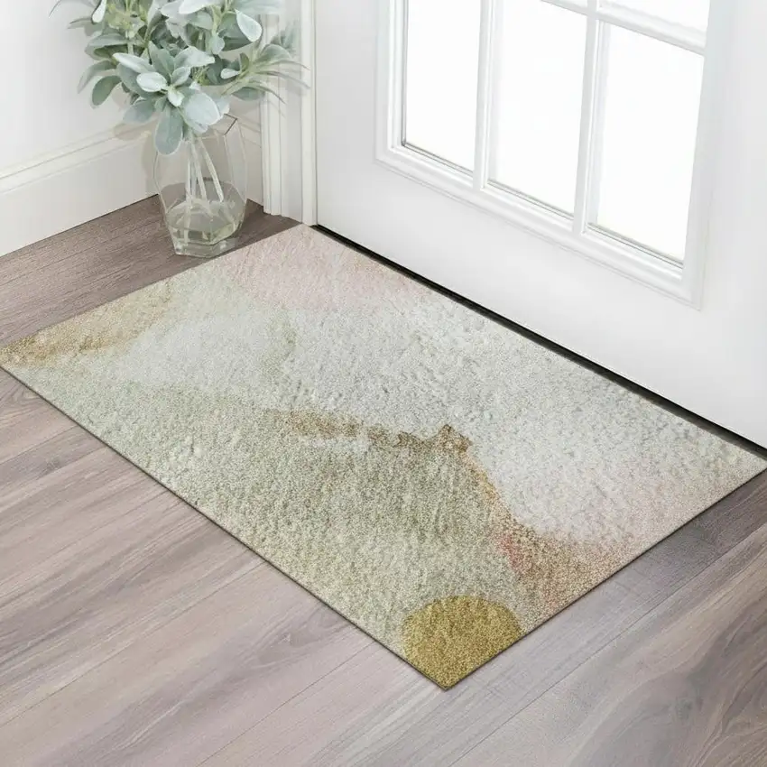 Mauve And Copper Abstract Washable Area Rug With UV Protection Photo 2