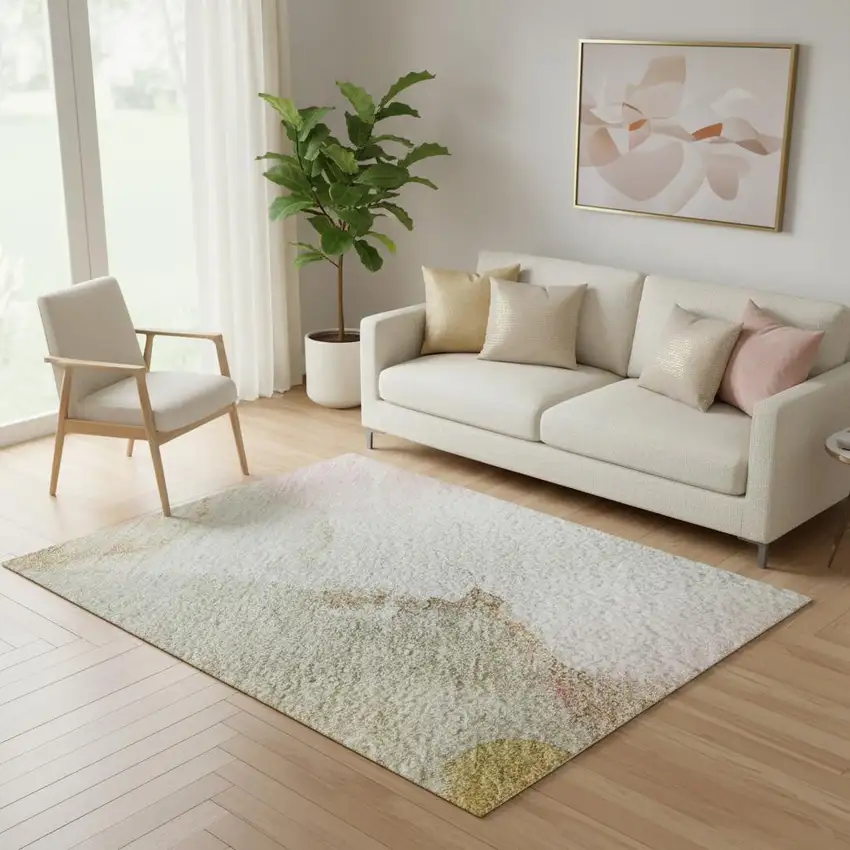 Mauve And Copper Abstract Washable Area Rug With UV Protection Photo 2