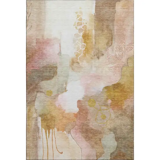 Mauve And Copper Abstract Washable Area Rug With UV Protection Photo 6