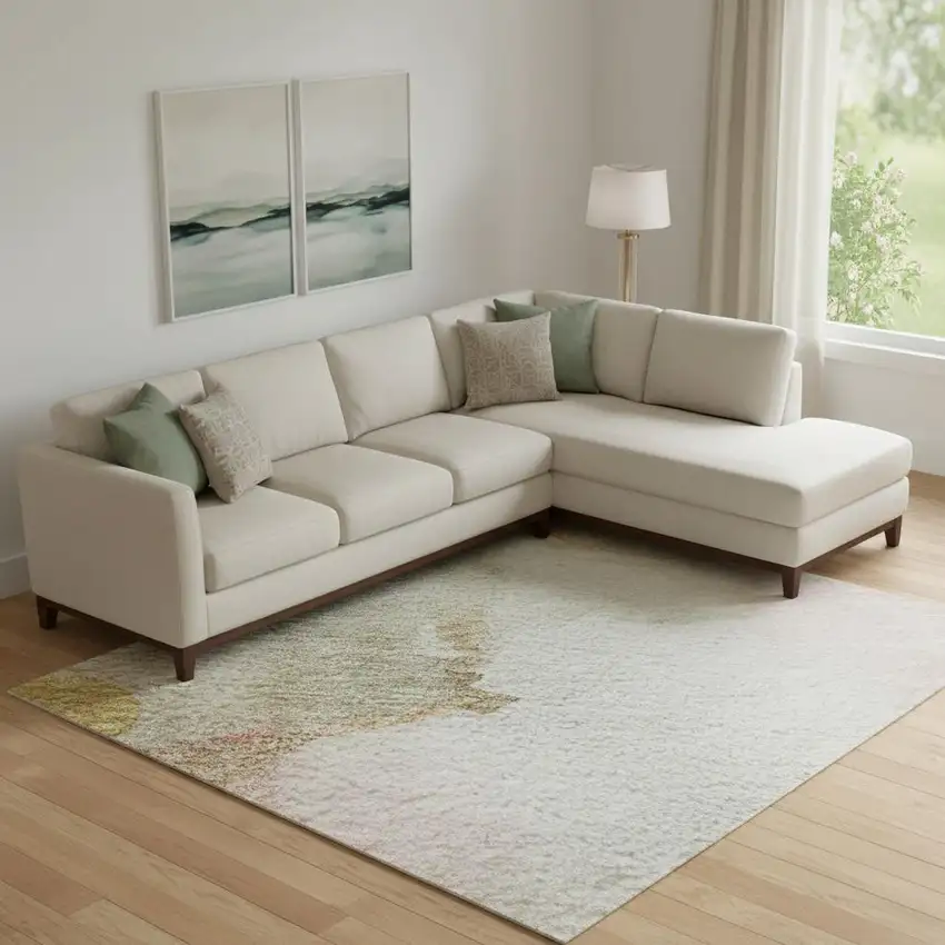 Mauve And Copper Abstract Washable Area Rug With UV Protection Photo 2