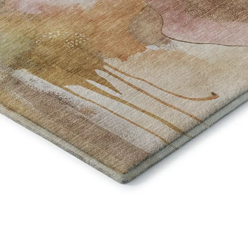 Mauve And Copper Abstract Washable Area Rug With UV Protection Photo 6