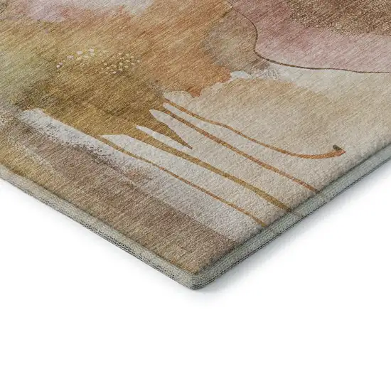 Mauve And Copper Abstract Washable Area Rug With UV Protection Photo 6
