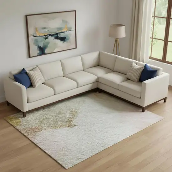 Mauve And Copper Abstract Washable Area Rug With UV Protection Photo 2