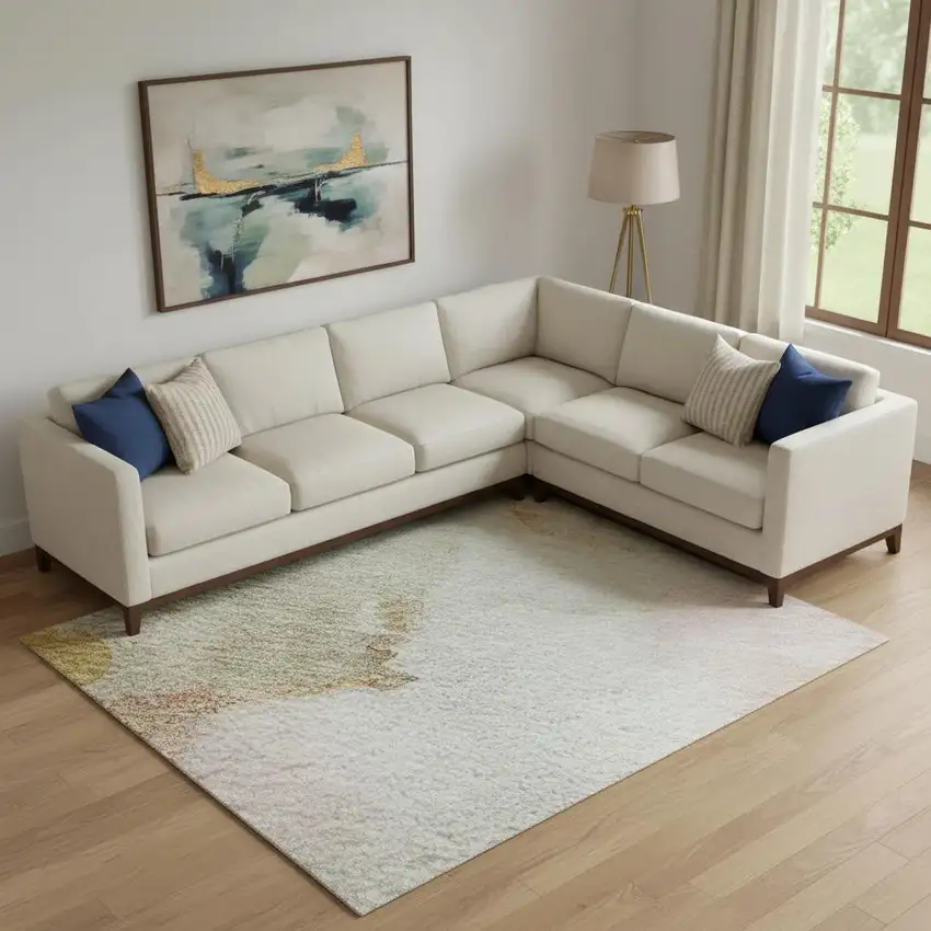 Mauve And Copper Abstract Washable Area Rug With UV Protection Photo 2