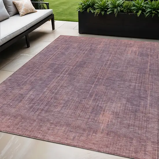 Mauve And Dark Purple Striped Washable Indoor Outdoor Area Rug Photo 1