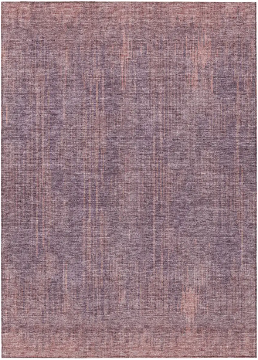 Mauve And Dark Purple Striped Washable Indoor Outdoor Area Rug Photo 2