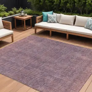 Photo of Mauve And Dark Purple Striped Washable Indoor Outdoor Area Rug
