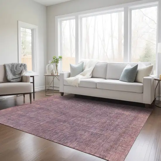 Mauve And Dark Purple Striped Washable Indoor Outdoor Area Rug Photo 9