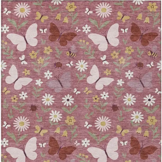 Mauve And Pink Abstract Washable Indoor Outdoor Area Rug Photo 3