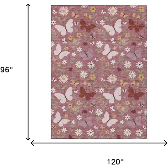 Mauve And Pink Abstract Washable Indoor Outdoor Area Rug Photo 6