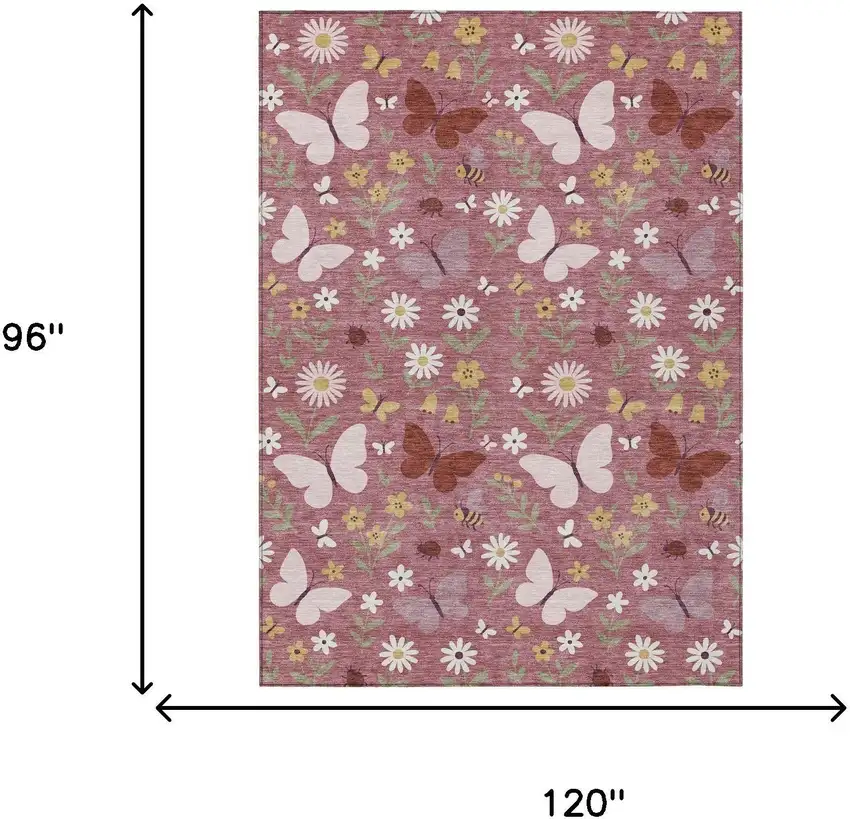 Mauve And Pink Abstract Washable Indoor Outdoor Area Rug Photo 6