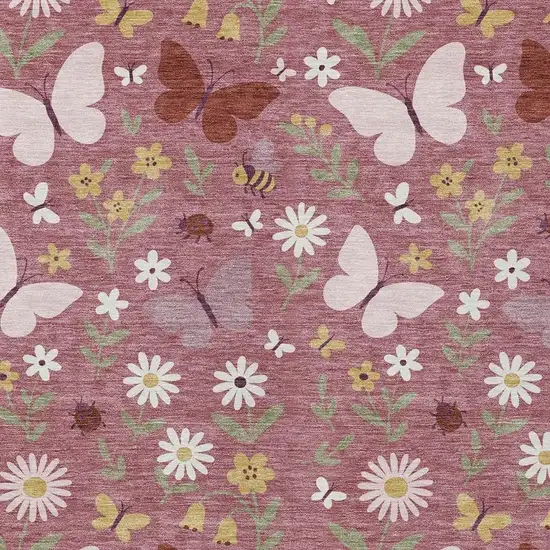Mauve And Pink Abstract Washable Indoor Outdoor Area Rug Photo 2