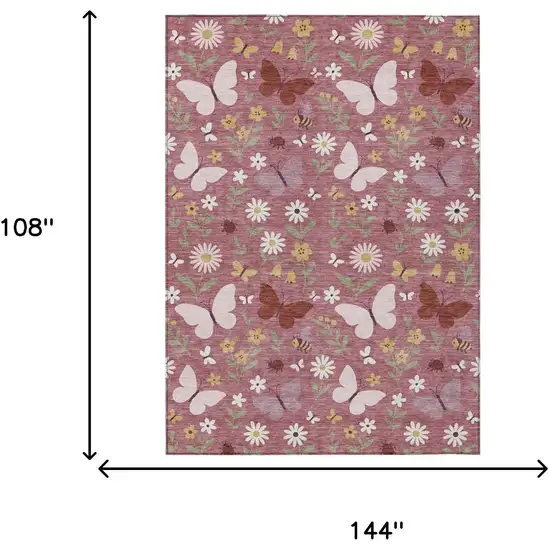 Mauve And Pink Abstract Washable Indoor Outdoor Area Rug Photo 6