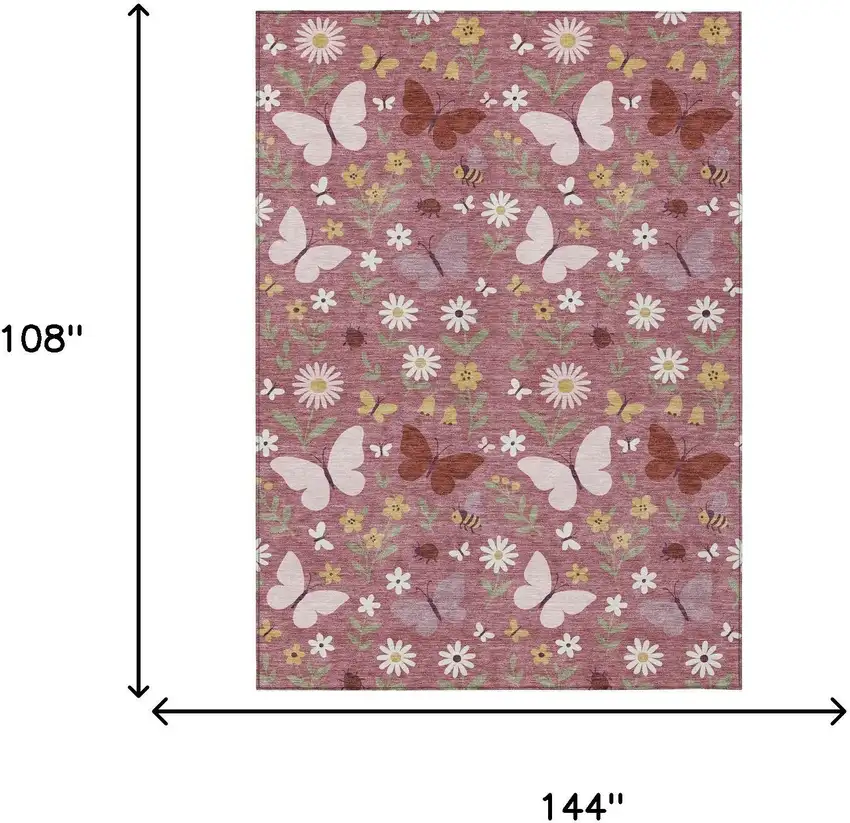Mauve And Pink Abstract Washable Indoor Outdoor Area Rug Photo 6