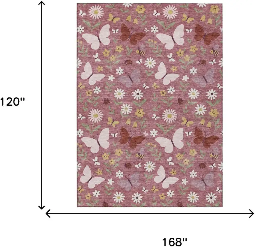 Mauve And Pink Abstract Washable Indoor Outdoor Area Rug Photo 6