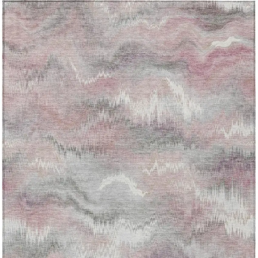 Mauve And Pink Abstract Washable Indoor Outdoor Area Rug Photo 3