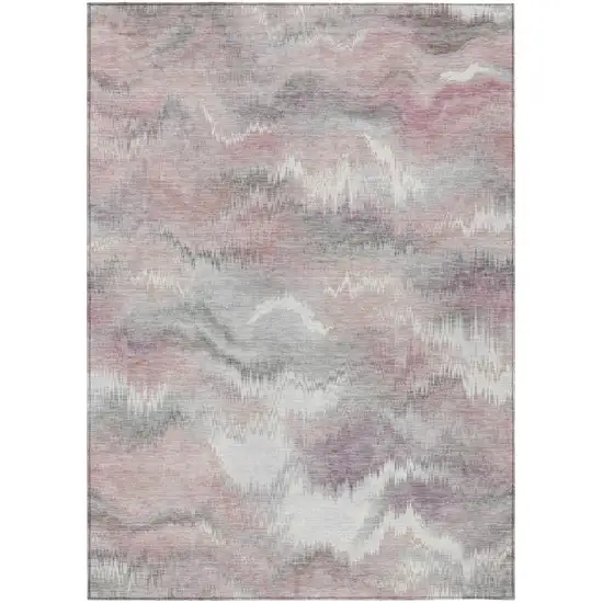 Mauve And Pink Abstract Washable Indoor Outdoor Area Rug Photo 1
