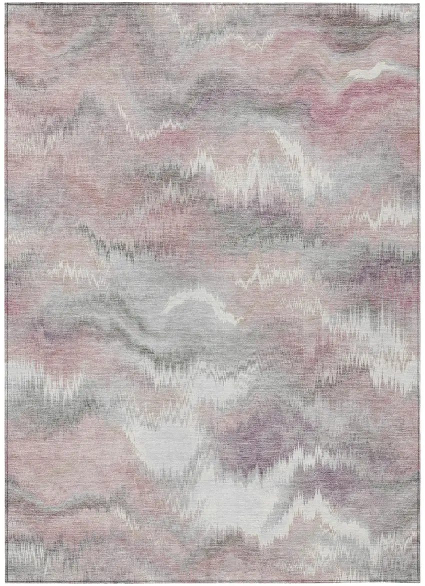 Mauve And Pink Abstract Washable Indoor Outdoor Area Rug Photo 1