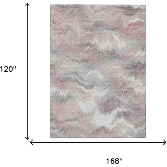 Mauve And Pink Abstract Washable Indoor Outdoor Area Rug Photo 6