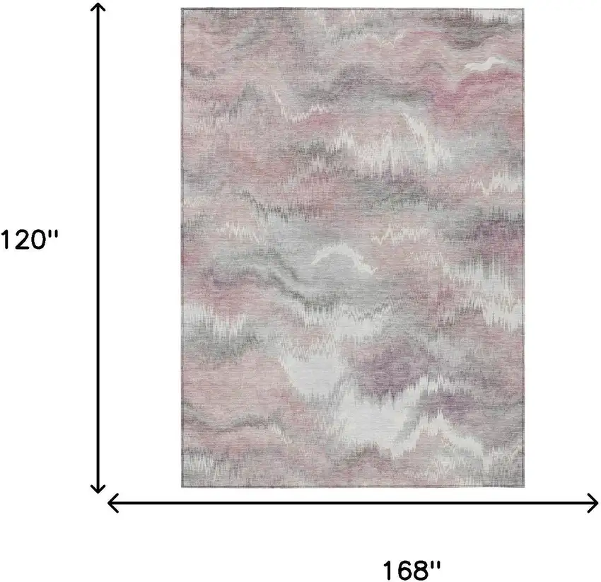 Mauve And Pink Abstract Washable Indoor Outdoor Area Rug Photo 6