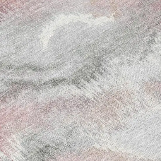 Mauve And Pink Abstract Washable Indoor Outdoor Area Rug Photo 5