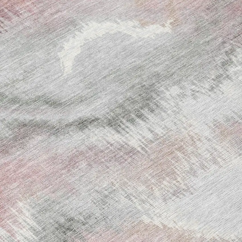 Mauve And Pink Abstract Washable Indoor Outdoor Area Rug Photo 5