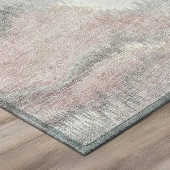 Mauve And Pink Abstract Washable Indoor Outdoor Area Rug Photo 4