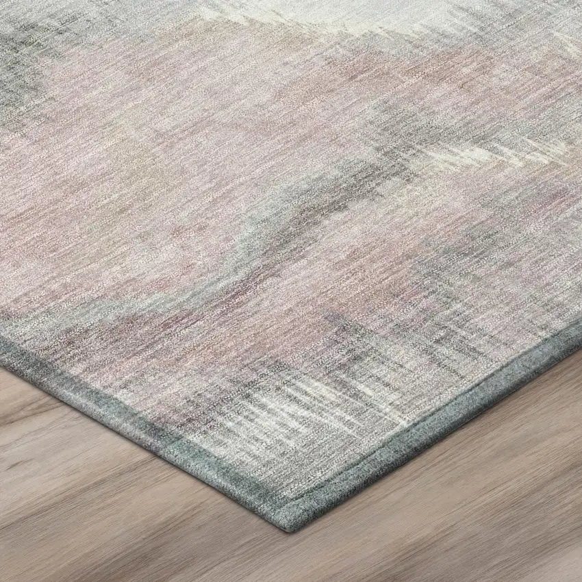 Mauve And Pink Abstract Washable Indoor Outdoor Area Rug Photo 4