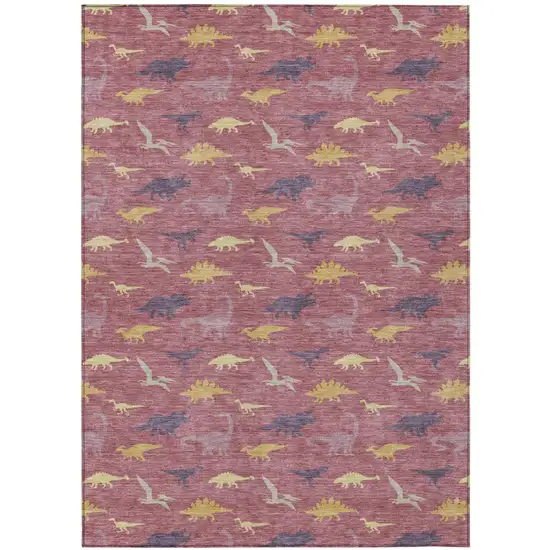 Mauve And Pink Geometric Washable Indoor Outdoor Area Rug Photo 1
