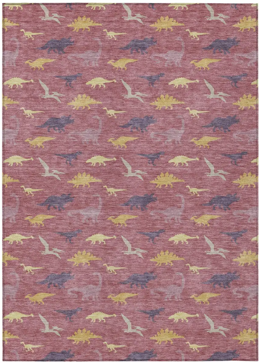 Mauve And Pink Geometric Washable Indoor Outdoor Area Rug Photo 1