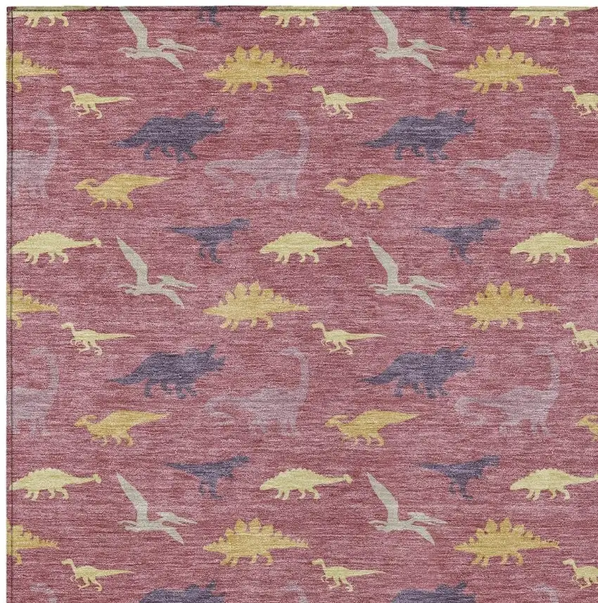 Mauve And Pink Geometric Washable Indoor Outdoor Area Rug Photo 2