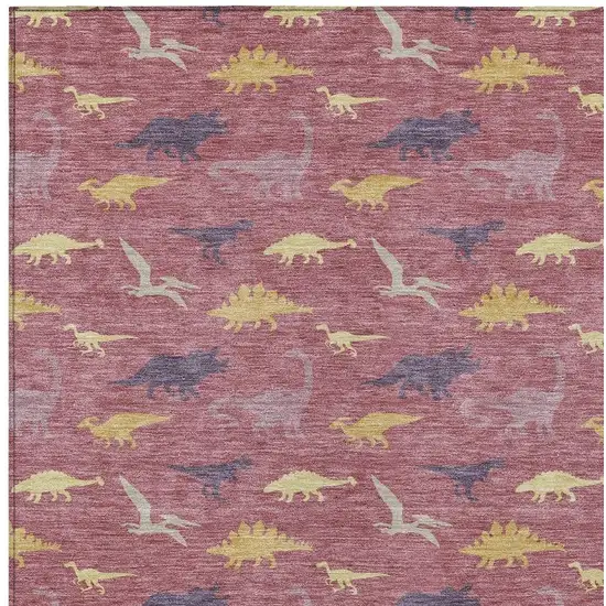 Mauve And Pink Geometric Washable Indoor Outdoor Area Rug Photo 2
