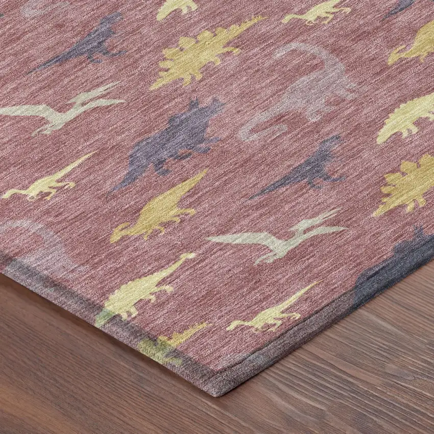 Mauve And Pink Geometric Washable Indoor Outdoor Area Rug Photo 4