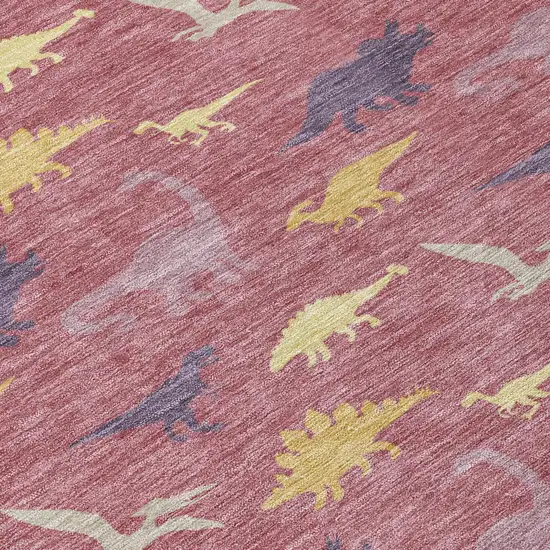 Mauve And Pink Geometric Washable Indoor Outdoor Area Rug Photo 5