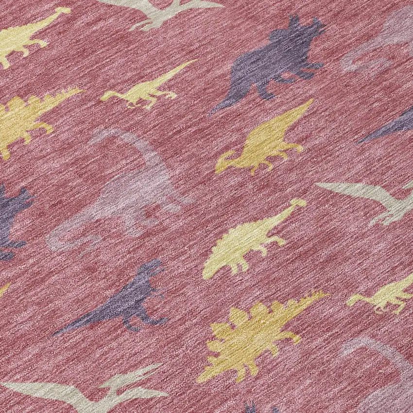 Mauve And Pink Geometric Washable Indoor Outdoor Area Rug Photo 5