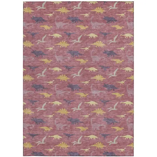 Mauve And Pink Geometric Washable Indoor Outdoor Area Rug Photo 3