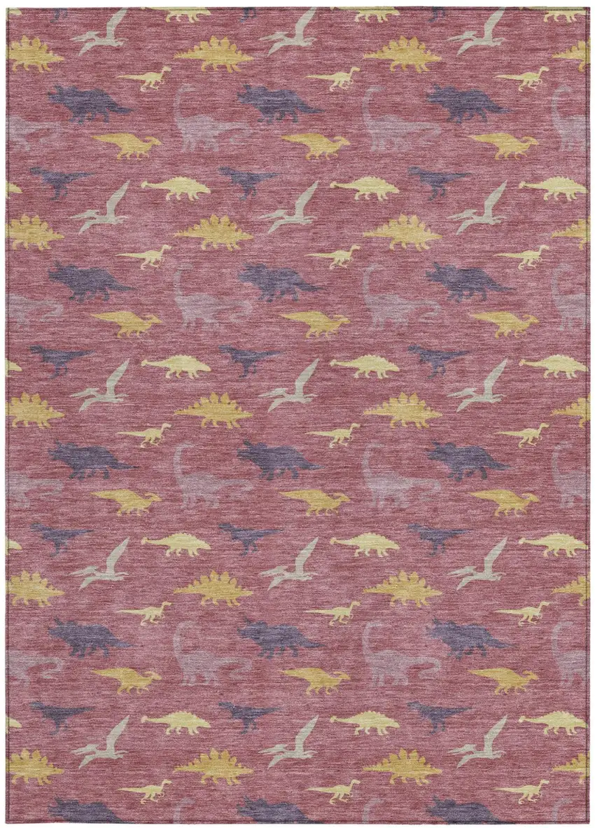 Mauve And Pink Geometric Washable Indoor Outdoor Area Rug Photo 3