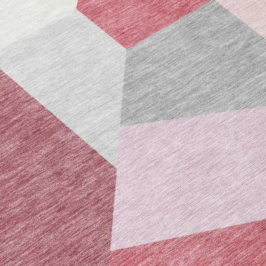 Mauve And Pink Geometric Washable Indoor Outdoor Area Rug Photo 6
