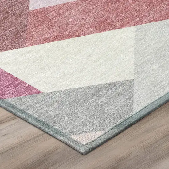 Mauve And Pink Geometric Washable Indoor Outdoor Area Rug Photo 4