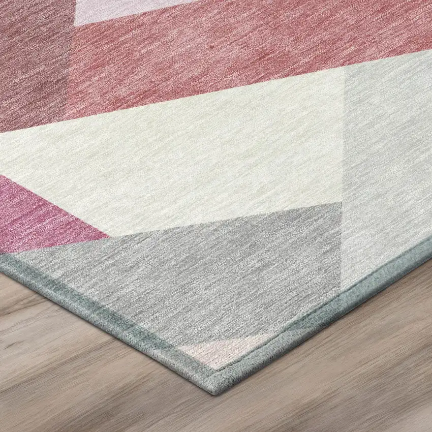 Mauve And Pink Geometric Washable Indoor Outdoor Area Rug Photo 4