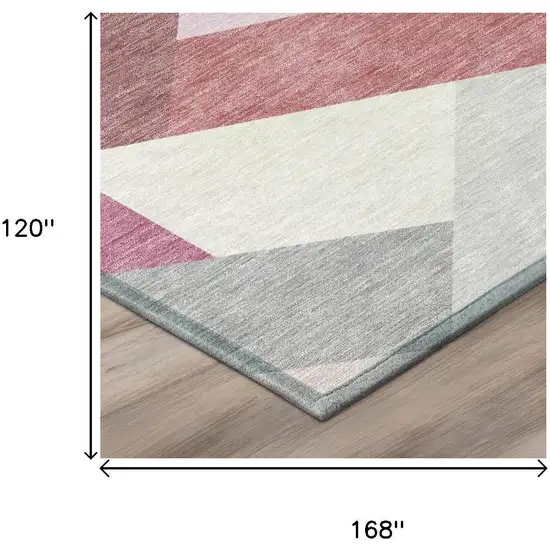 Mauve And Pink Geometric Washable Indoor Outdoor Area Rug Photo 6